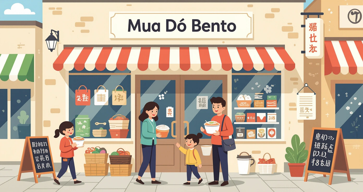Đa dạng dụng cụ bento giá rẻ trên nền tatami sáng màu
