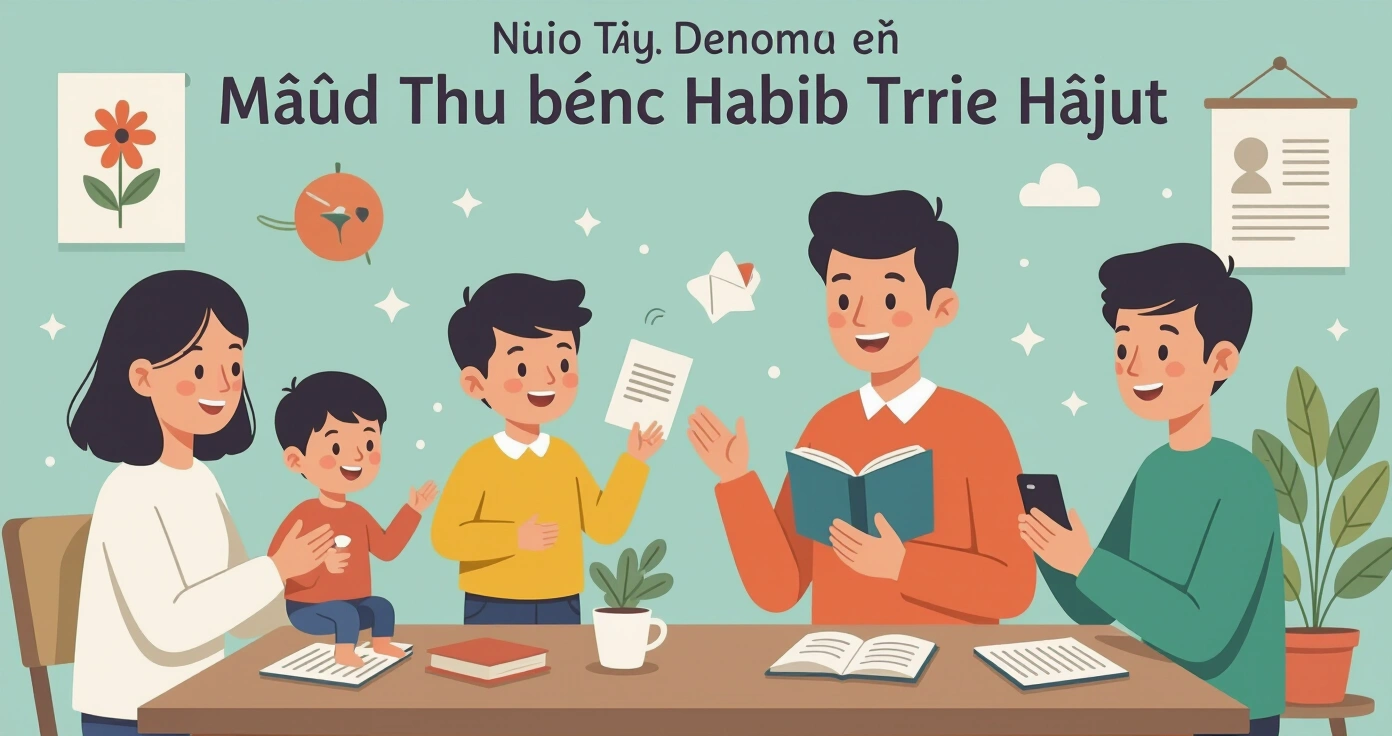 Phụ huynh đang mặc thêm áo khoác cho trẻ trước khi ra ngoài vào buổi sáng mùa thu tại Nhật Bản