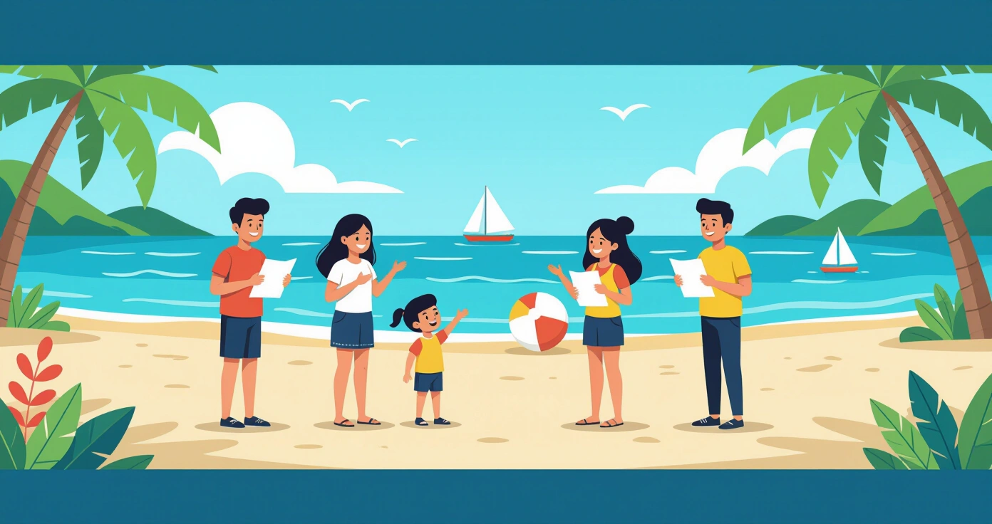 Trẻ em chơi cát và xây lâu đài trên bãi biển Shirahama với nước biển trong xanh