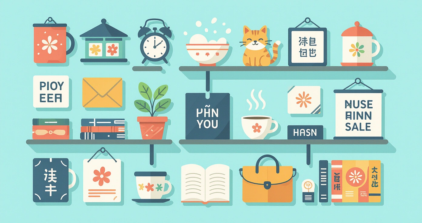 Bộ dụng cụ làm bento gồm khuôn dập rong biển, khuôn rau củ, kéo nhỏ và pick trang trí trên mặt bếp sạch sẽ