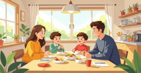 Mẹ nước ngoài chuẩn bị hộp cơm bento đầy màu sắc cho con trong bếp Nhật Bản sáng sớm