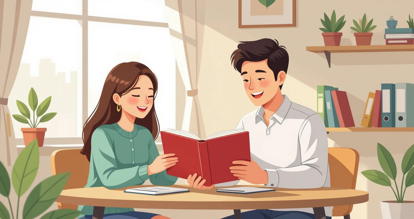 Gia đình đa văn hóa đọc sách và học tập cùng nhau trong phòng khách Nhật Bản
