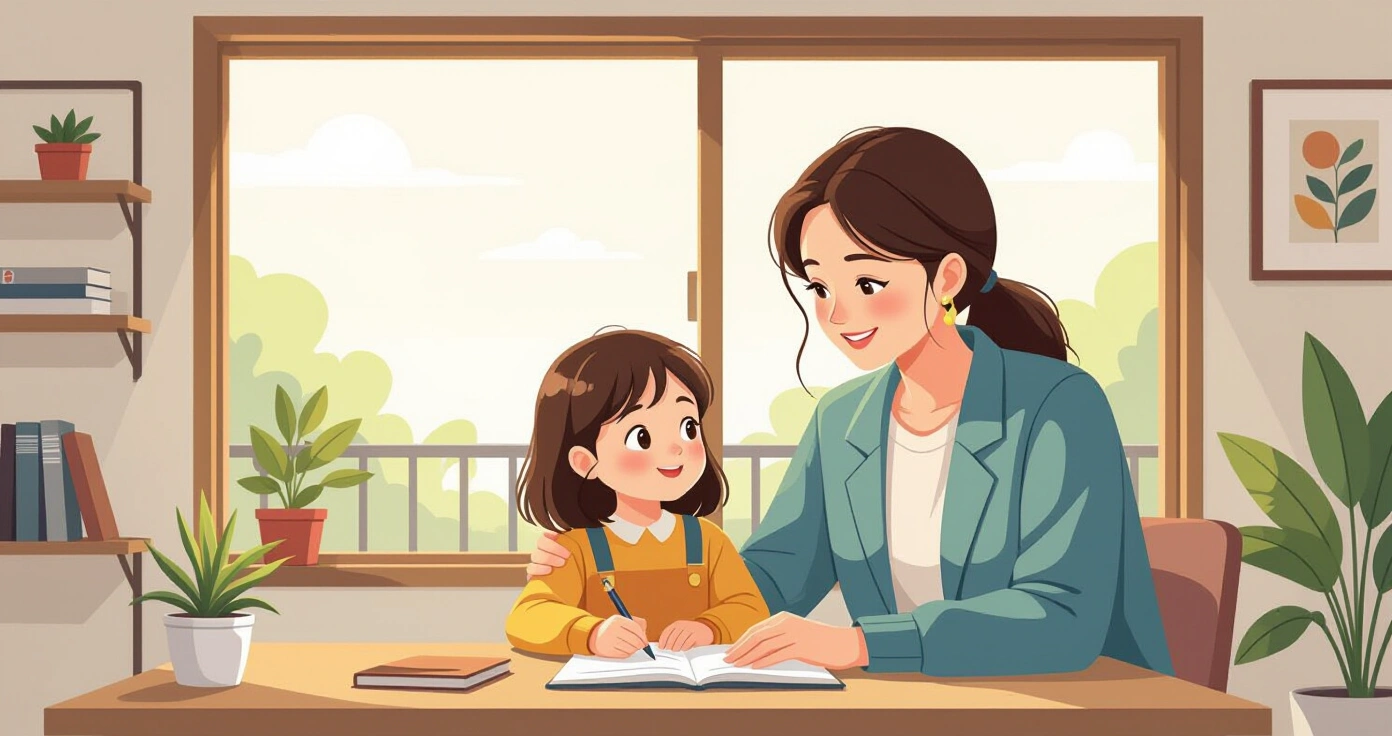 Cha mẹ đọc sách tiếng Việt cho con trước khi đi ngủ trong phòng ngủ ấm cúng tại Nhật Bản