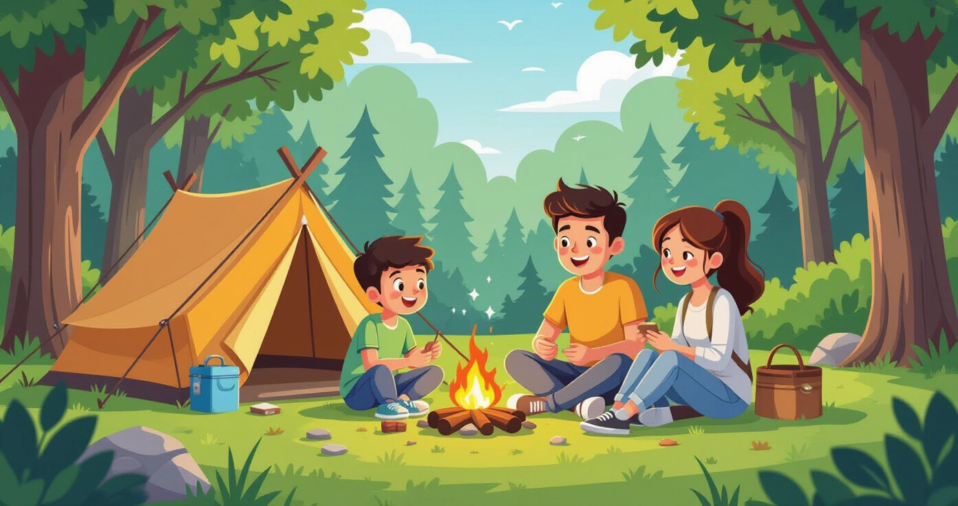 Trẻ em vui chơi ngoài trởi tại khu cắm trại Nhật Bản, hái hoa và bắt bướm