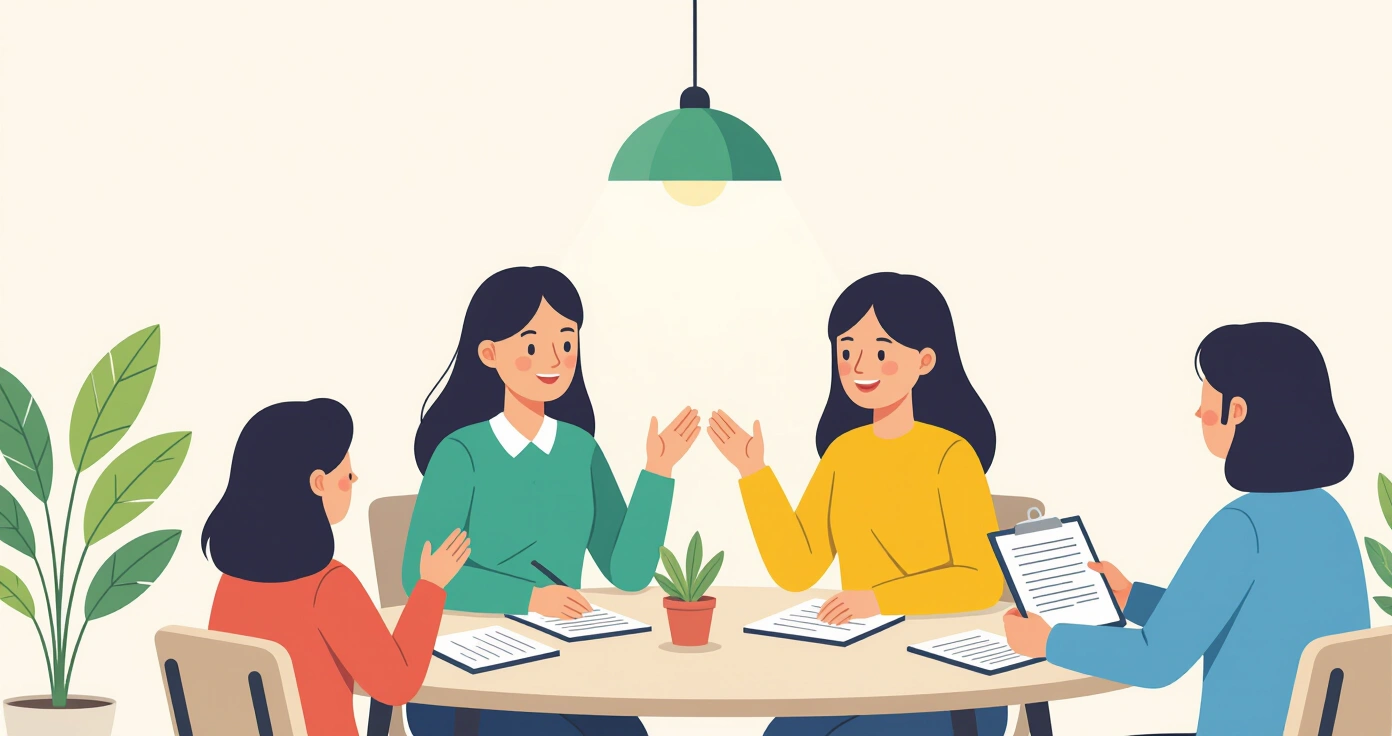 Phụ huynh cập nhật hồ sơ xin việc trên máy tính trong khi con nhỏ đang ngủ ở căn hộ Nhật Bản