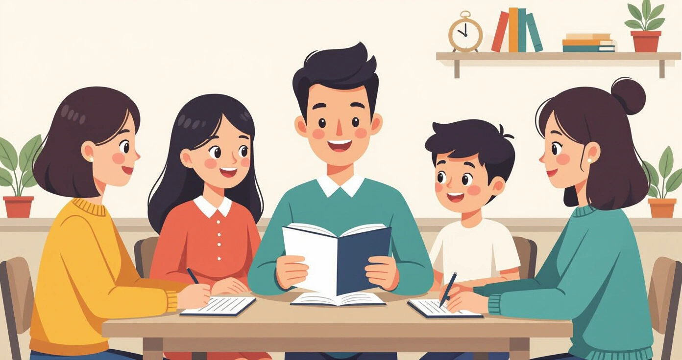 Cha mẹ hướng dẫn trẻ thực hành kỹ thuật thở thư giãn trong phòng ngủ yên tĩnh