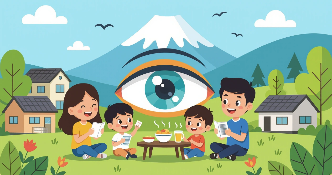 Trẻ em vui chơi ngoài trời trong công viên Nhật Bản với cây xanh và ánh nắng