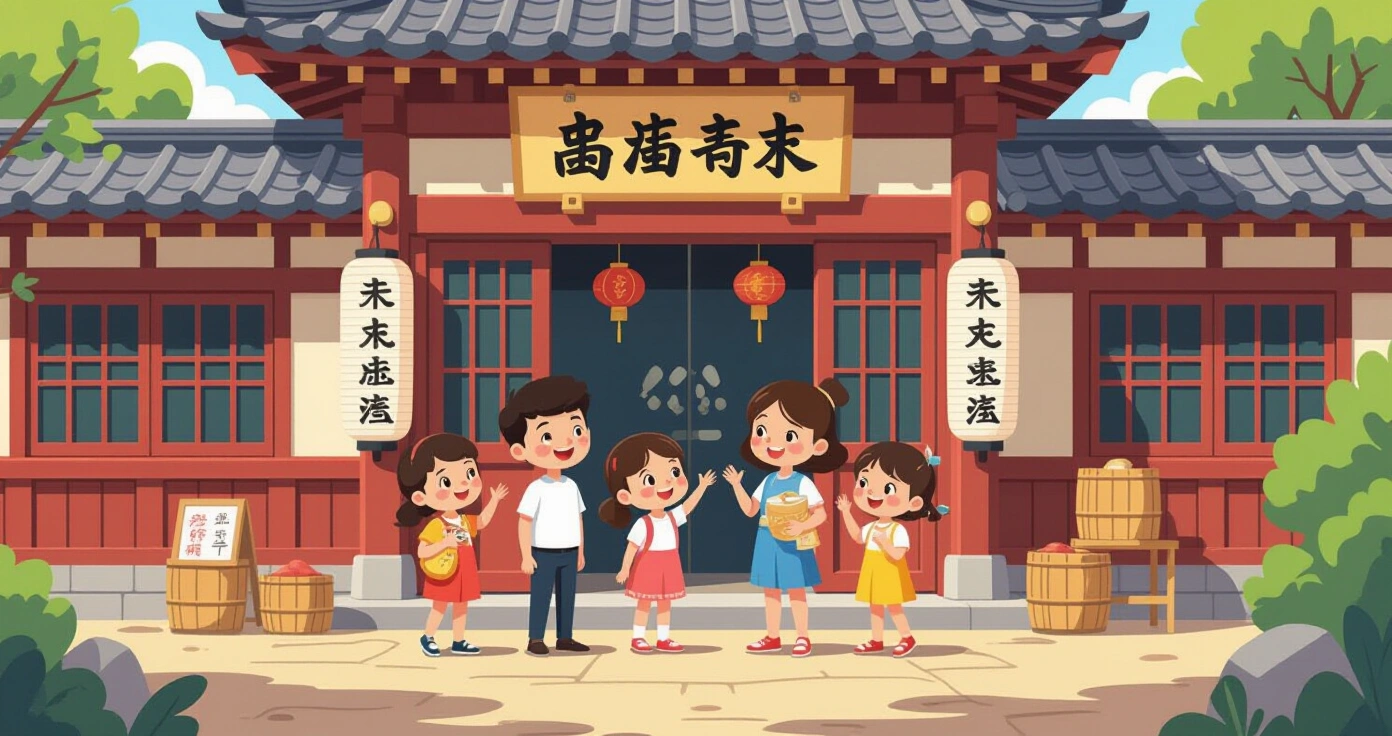 Mẹ nước ngoài dạy con nói ohayou gozaimasu ở cửa ra vào nhà Nhật