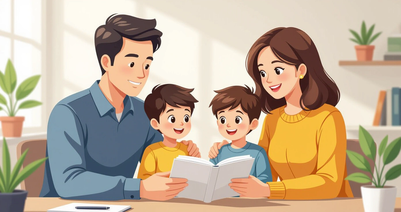 Minh họa gia đình nhân viên tham gia Ngày hội gia đình tại công ty Nhật Bản