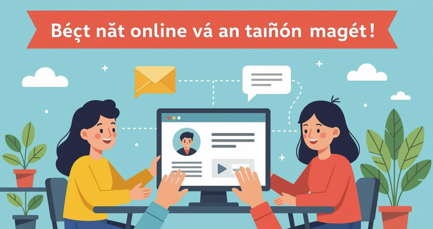 Trẻ em sử dụng máy tính bảng vớI biểu tượng lá chắn bảo vệ xung quanh, minh họa an toàn mạng
