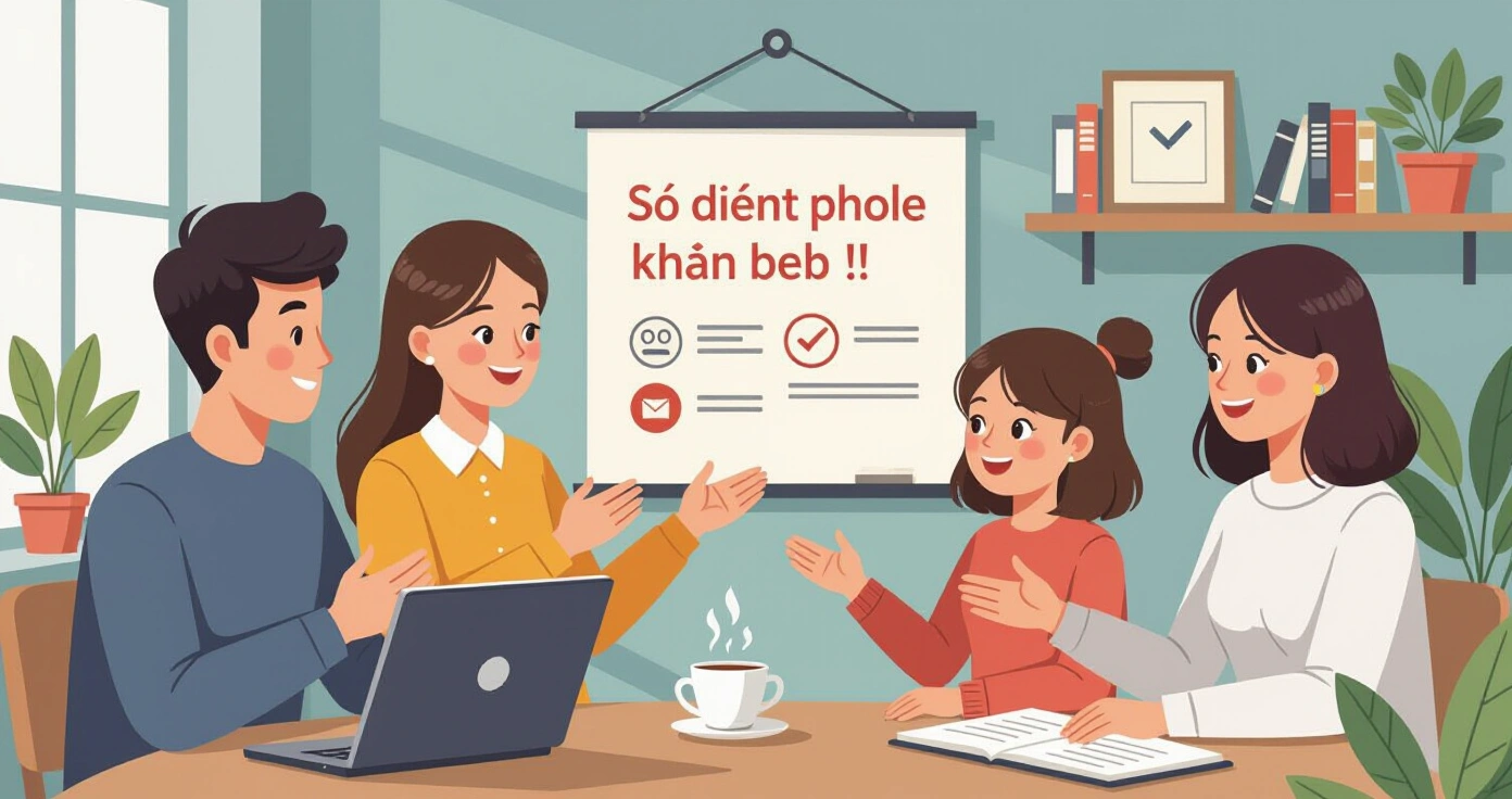Phụ huynh nước ngoài đang gọi điện thoại khẩn cấp 119 trong căn hộ Nhật Bản với biểu cảm lo lắng nhưng bình tĩnh