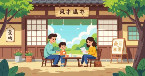 Cha mẹ và trẻ em đang làm thủ tục hộ chiếu khẩn cấp tại cơ quan lãnh sự Nhật Bản