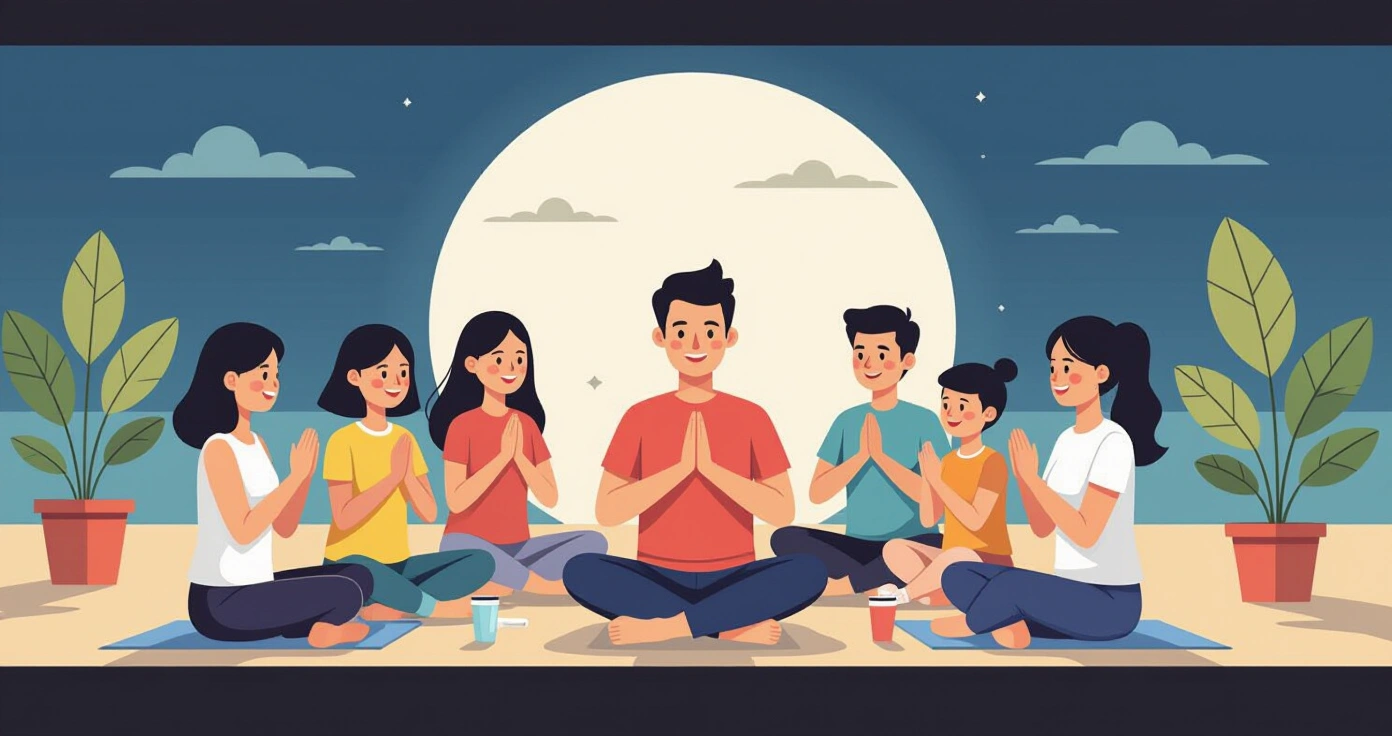 Phụ huynh tập yoga tại nhà trong căn hộ Nhật Bản