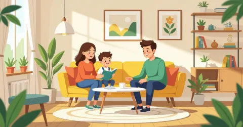 Minh họa thiết bị an toàn trẻ em trong căn hộ Nhật Bản hiện đại