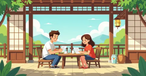 Cha mẹ nước ngoài đang tìm hiểu thông tin nuôi con tại văn phòng chính quyền Nhật Bản