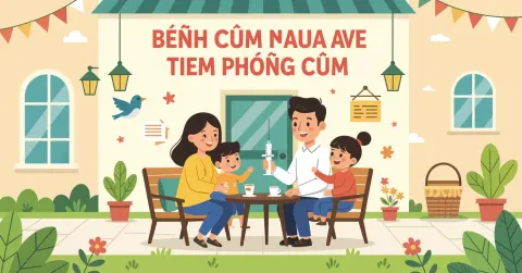 Mẹ đưa trẻ đi tiêm phòng cúm tại phòng khám nhi khoa ở Nhật Bản