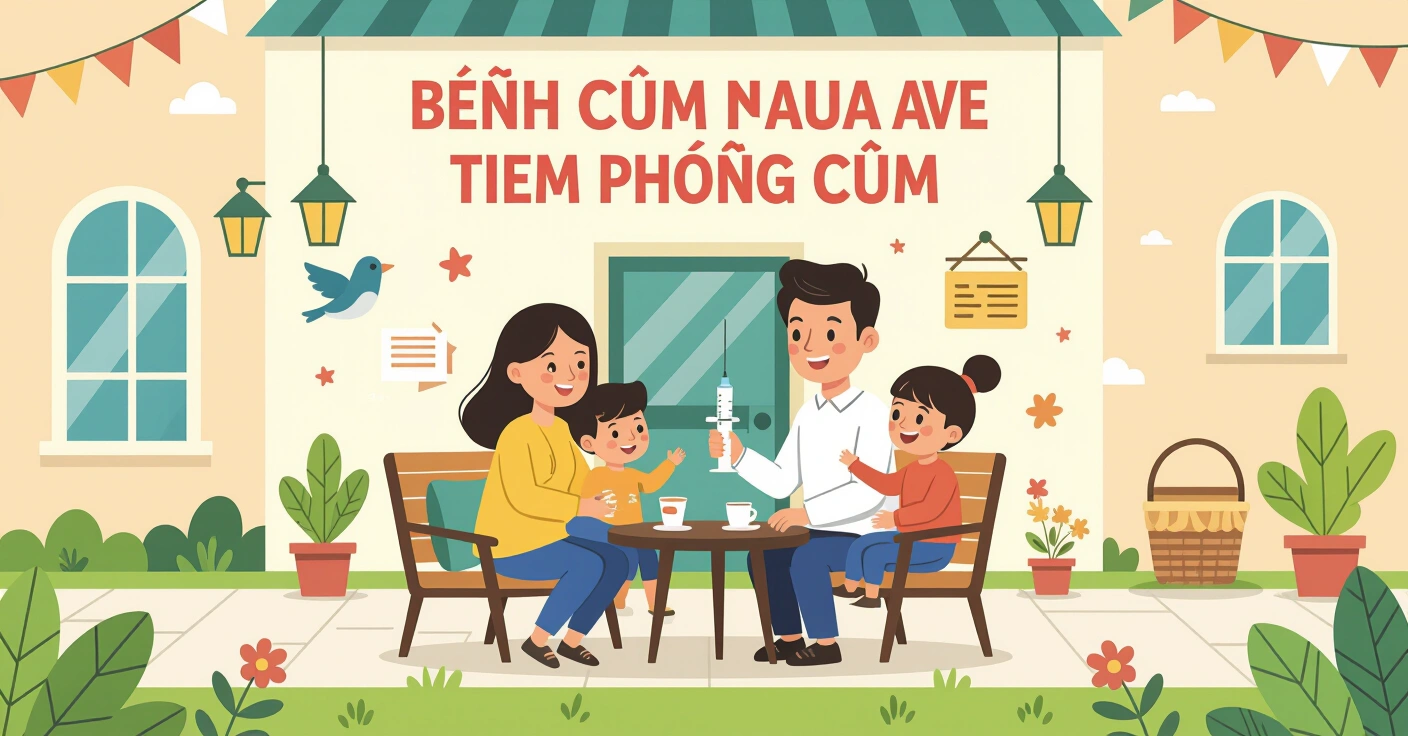 Mẹ đưa trẻ đi tiêm phòng cúm tại phòng khám nhi khoa ở Nhật Bản