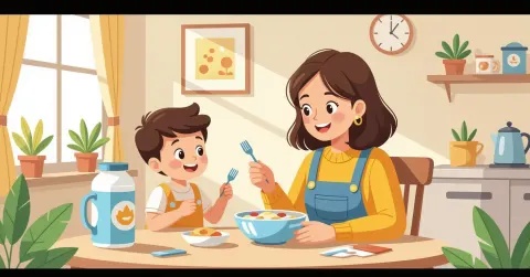  Minh họa phụ huynh nước ngoài chọn sữa bột và đồ ăn dặm Nhật Bản trên kệ hàng trong cửa hàng sáng sủ  a tại Nhật