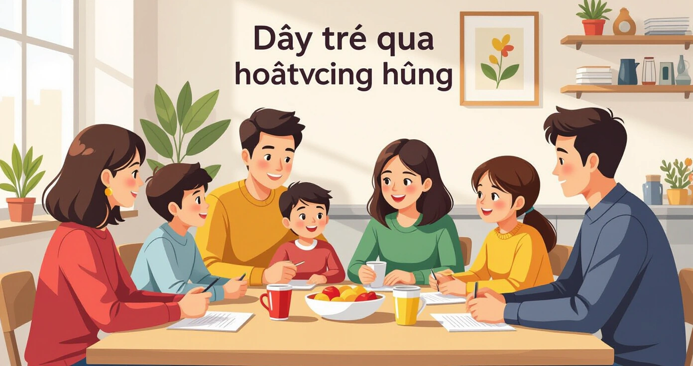 Cha mẹ hướng dẫn trẻ làm việc nhóm tại nhà qua các hoạt động đơn giản