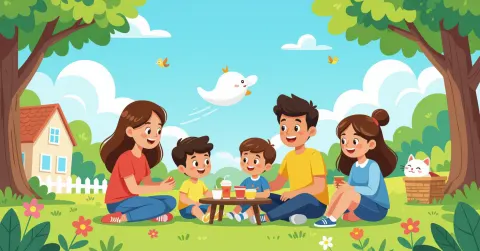 Gia đình đa văn hóa Việt-Nhật cùng con trẻ trong ngôi nhà hiện đại tại Nhật Bản