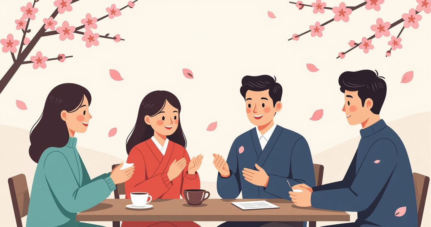 Hộp cơm bento đầy màu sắc với onigiri, trái cây và rau củ trên nền tatami, minh họa phong cách vector hiện đại
