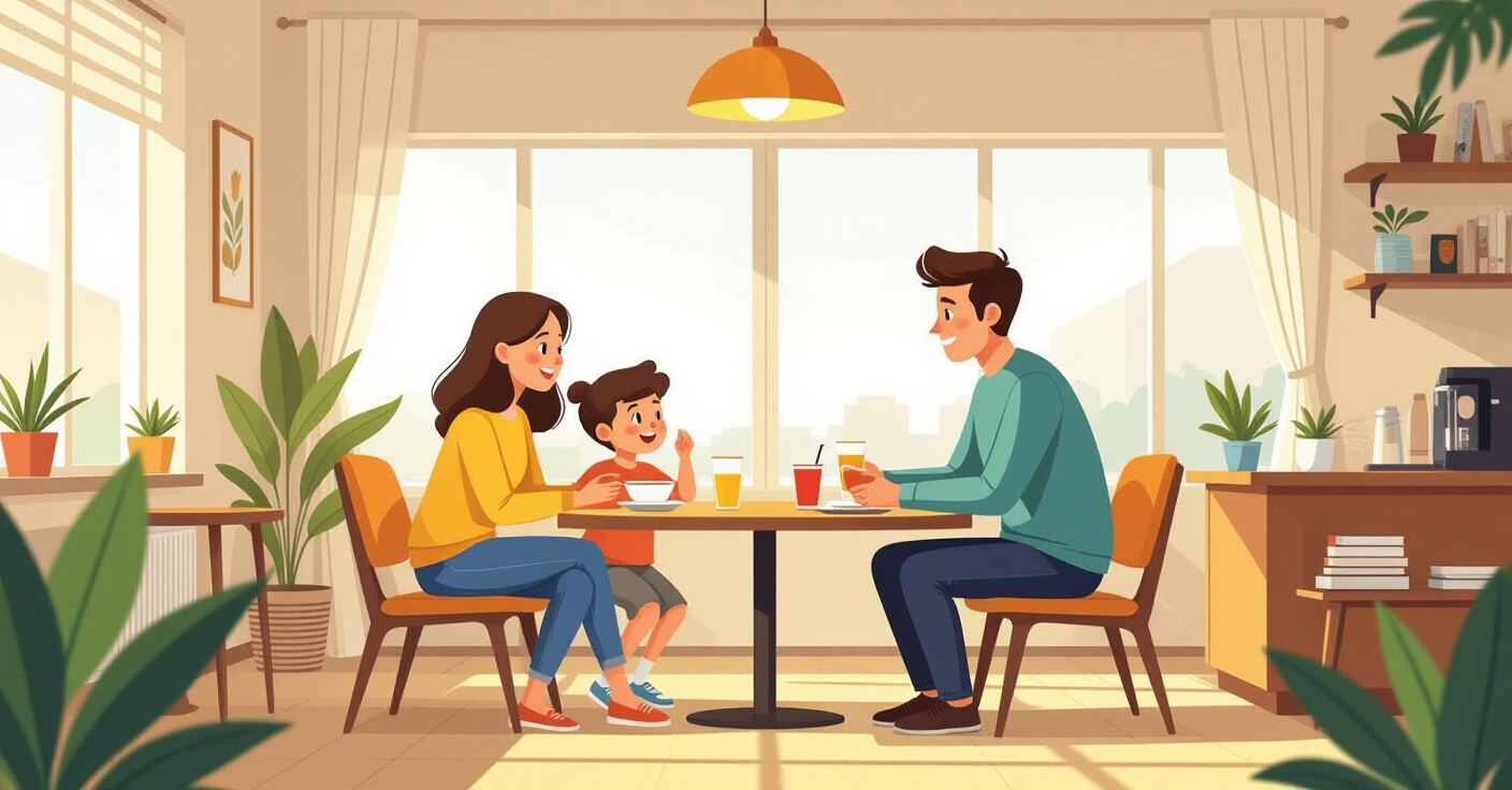 Gia đình đa văn hóa đang lập ngân sách tại bàn ăn trong căn hộ hiện đại Nhật Bản