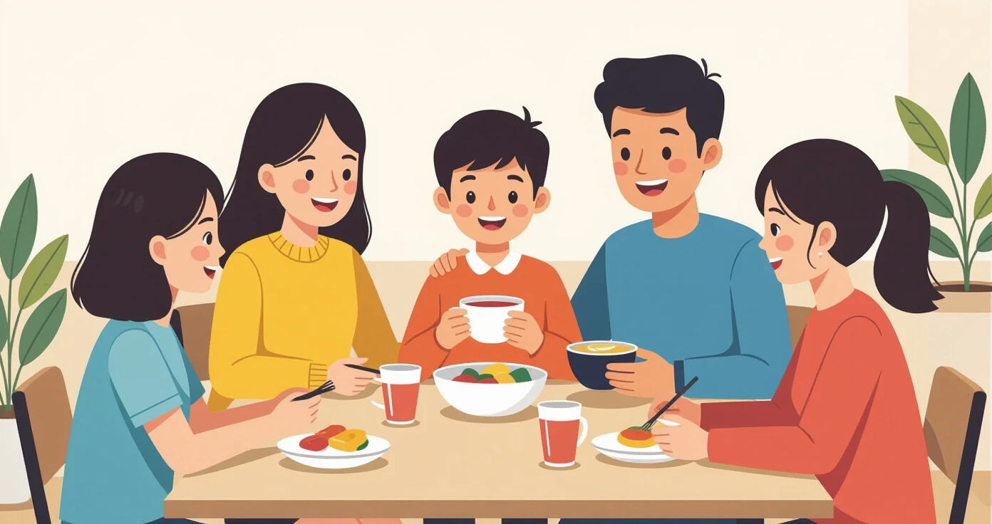 Trẻ em tại hoikuen đang cảm ơn trước bữa ăn theo văn hóa shokuiku