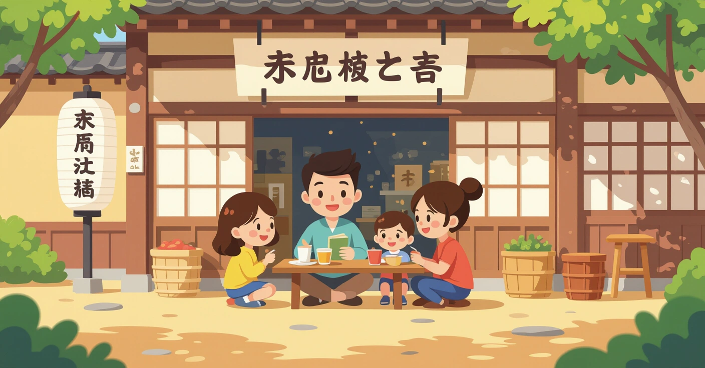 Minh họa phụ huynh nước ngoài thăm quan và đánh giá nhà trẻ hoikuen tại Nhật Bản với bảng kiểm tra