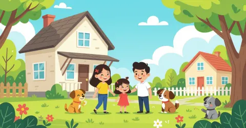 Gia đình trẻ đang xem xét căn hộ sáng sủat tại Nhật Bản với không gian phòng khách hiện đại