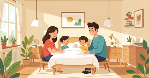 Ngườ chồng nắm tay vợ trong phòng sinh hiện đại tại Nhật Bản, hộ sinh đứng phía sau