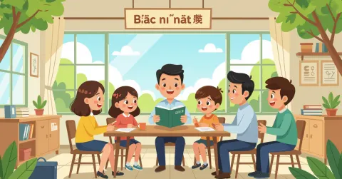 Minh họa cảnh một đứa trẻ nước ngoài ngồi một mình trong lớp học tiểu học Nhật Bản