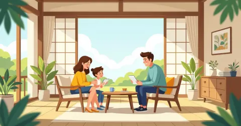 Gia đình đa văn hóa tìm kiếm thông tin nuôi con tại trung tâm cộng đồng Nhật Bản