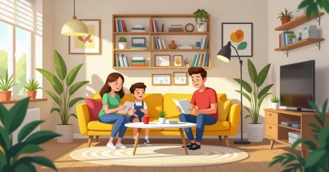 Bà mẹ đơn thân đang học bài cùng con nhỏ trong căn hộ tại Nhật Bản