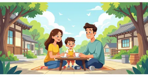 Cặp vợ chồng đa văn hóa đang đọc giấy tờ pháp lý cho em bé sơ sinh trong phòng khách Nhật Bản hiện đại