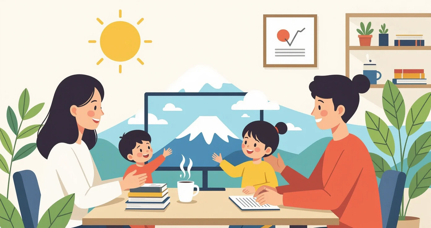 Mẹ cho trẻ uống nước giữa trời nóng mùa hè tại Nhật Bản
