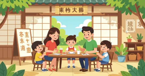 Gia đình Việt Nam vui vẻ tham gia lễ hội văn hóa tại công viên Nhật Bản