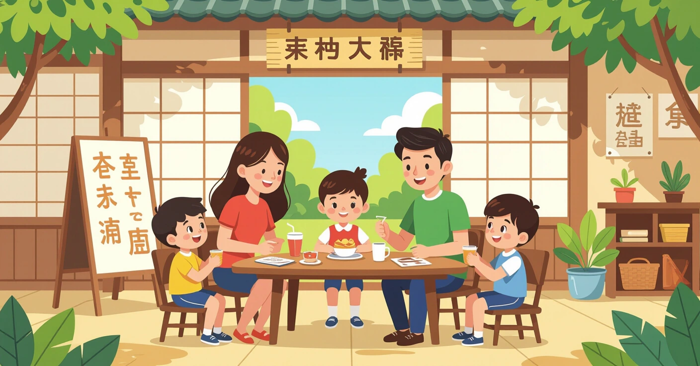 Gia đình Việt Nam vui vẻ tham gia lễ hội văn hóa tại công viên Nhật Bản