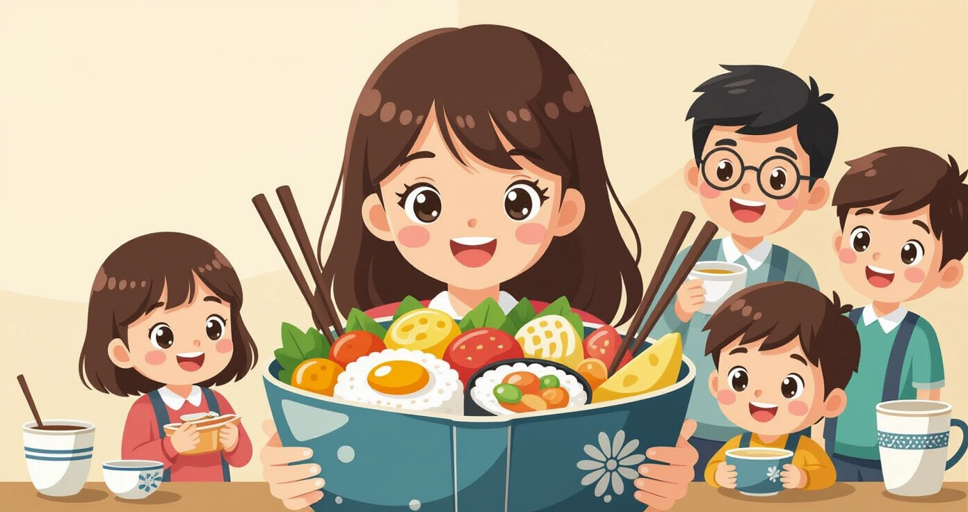 Các nguyên liệu tươi sống và dụng cụ trang trí bento trên mặt bếp sạch sẽ