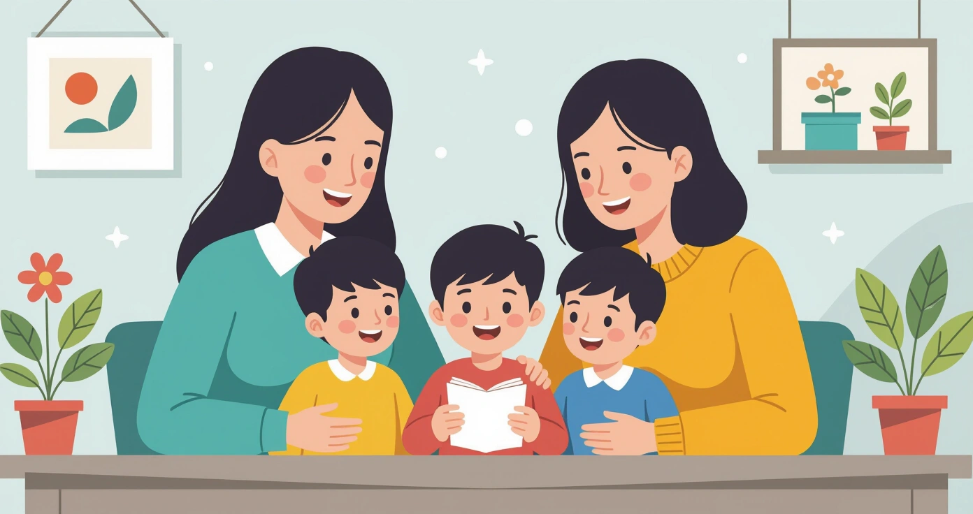 Cặp cha mẹ cùng giới dạo bộ cùng con nhỏ trong công viên Nhật Bản mùa xuân