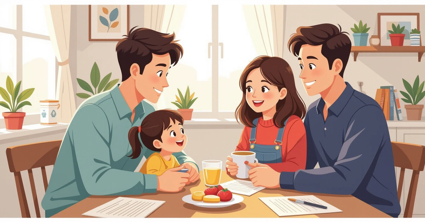Gia đình trẻ đa văn hóa đang ký hợp đồng vay mua nhà tại văn phòng ngân hàng Nhật Bản