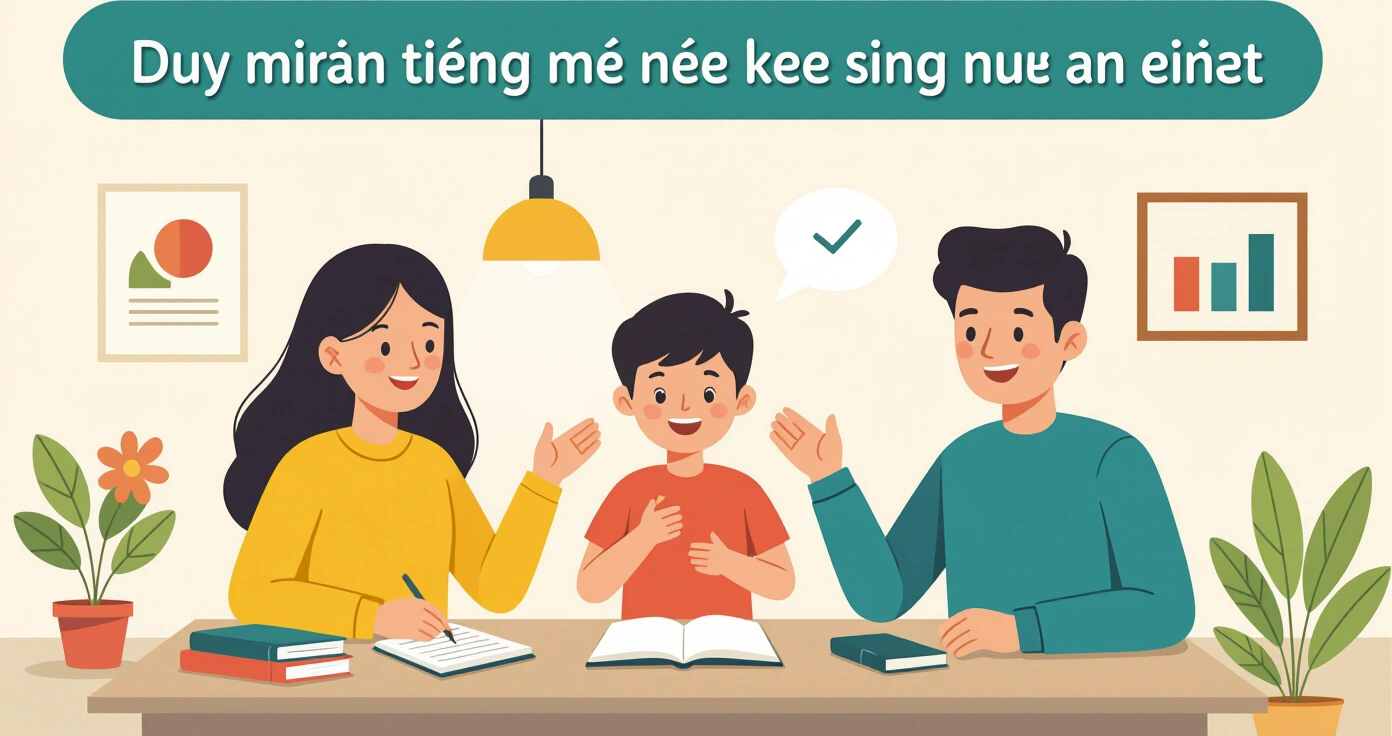 Cha mẹ gốc Việt hướng dẫn con học tiếng Việt qua sách tranh tại nhà ở Nhật