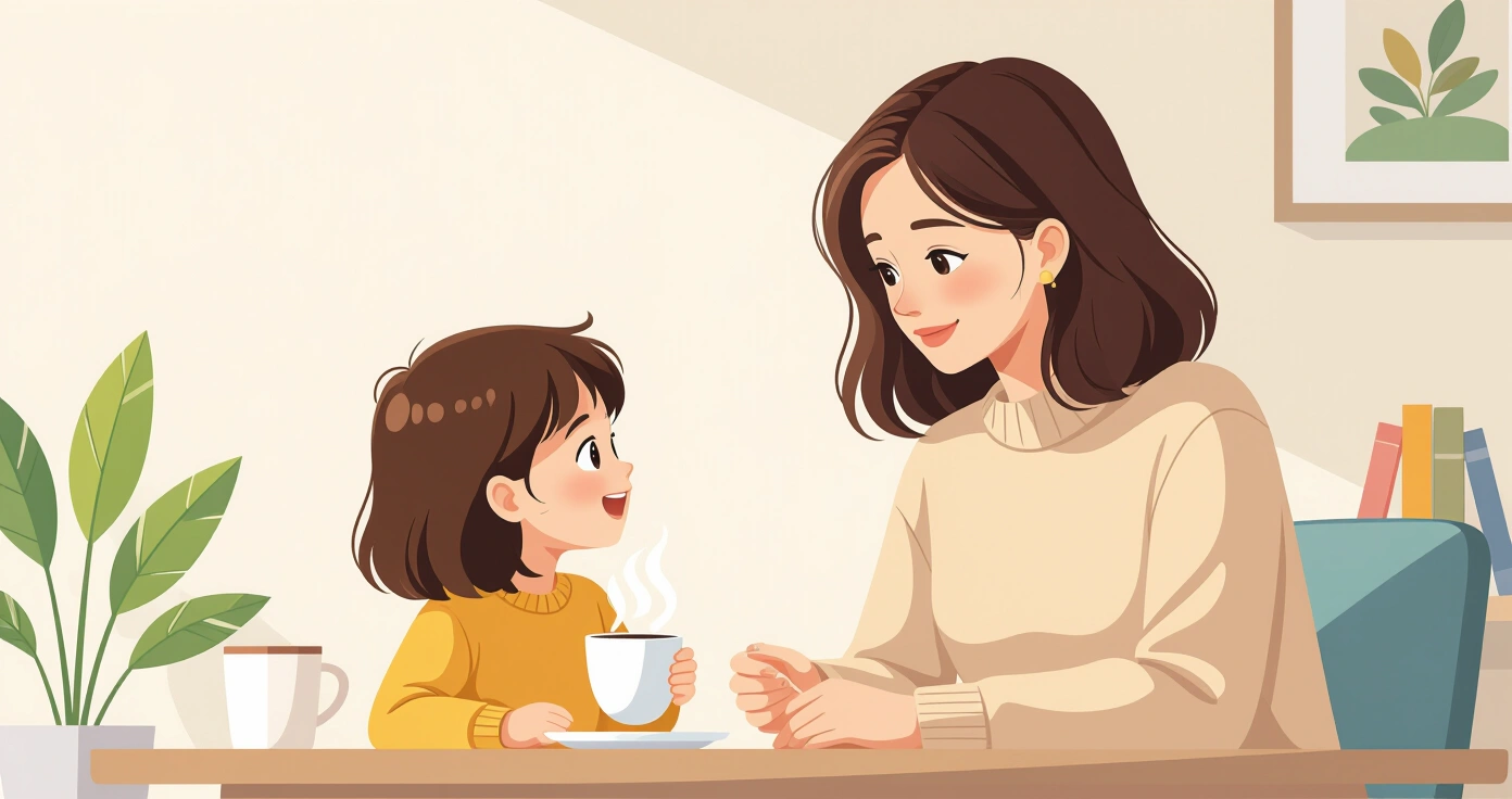 Đứa trẻ tiểu học ngồi bệt trên tatami với sách vở và đồ thể thao xung quanh, biểu cảm mệt mỏi