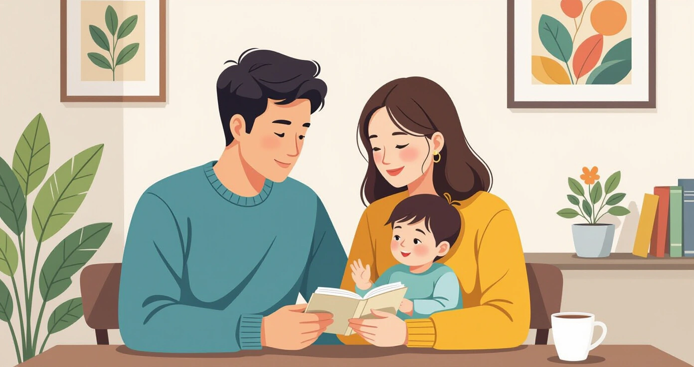 Ngườ mẹ trẻ lo lắng trao đổi với chồng trong căn hộ Nhật Bản
