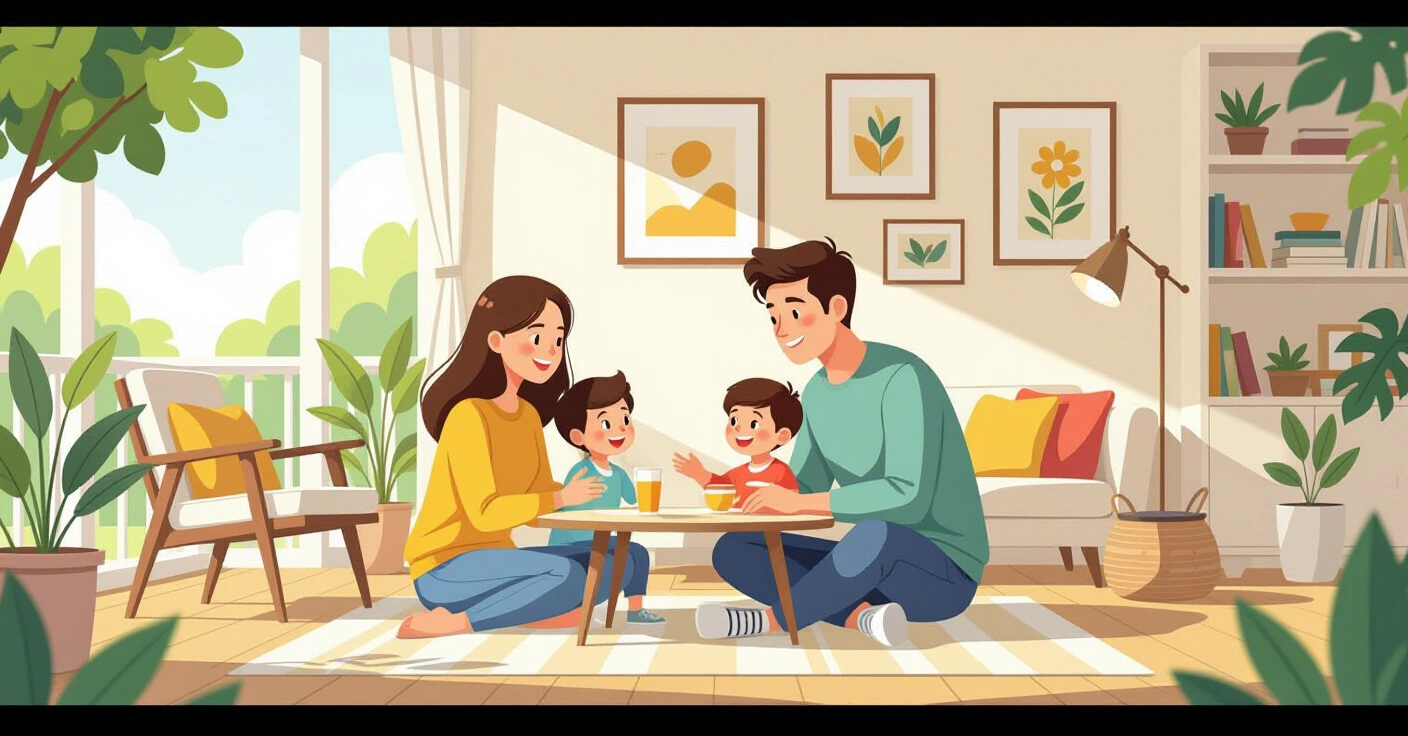 Mẹ nước ngoài với con nhỏ chào hỏi hàng xóm người Nhật tại cửa căn hộ chung cư
