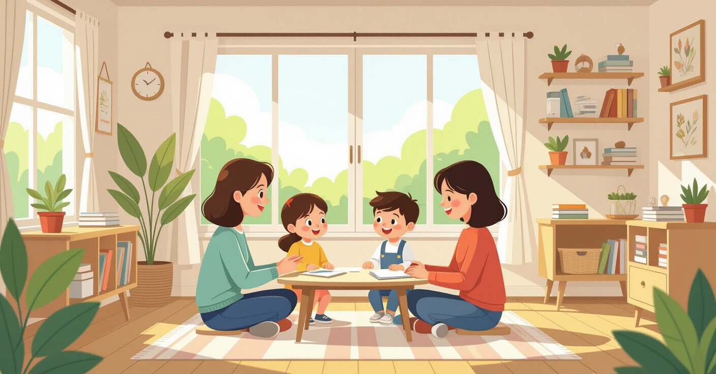 Phòng học Montessori sáng sủ tại Nhật Bản với giáo cụ gỗ và trẻ em đang học tập độc lập
