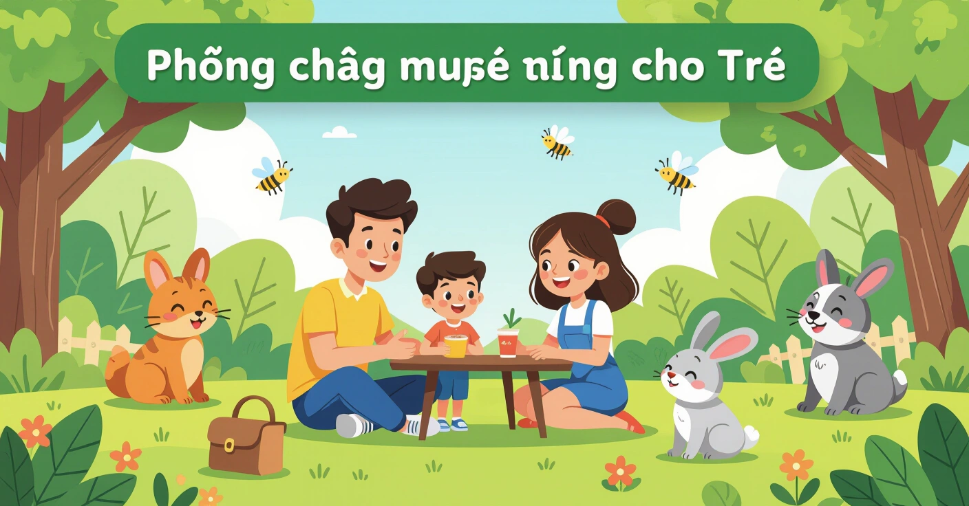 Phụ huynh thoa thuốc chống muỗi lên cánh tay trẻ trong công viên Nhật Bản mùa hè