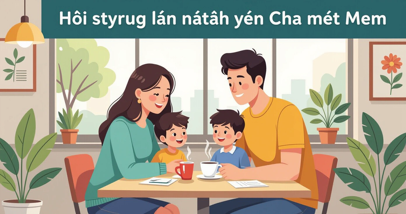 Minh họa mẹ và bé trong hoạt động nhóm tại nhà trẻ Nhật Bản, phong cách vector thân thiện
