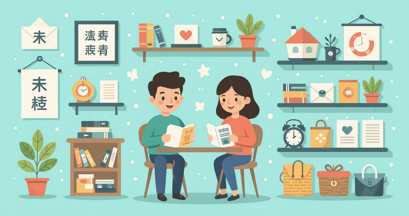 Các vật dụng sơ sinh phổ biến xếp trên tatami trong phong cách minh họa phẳng