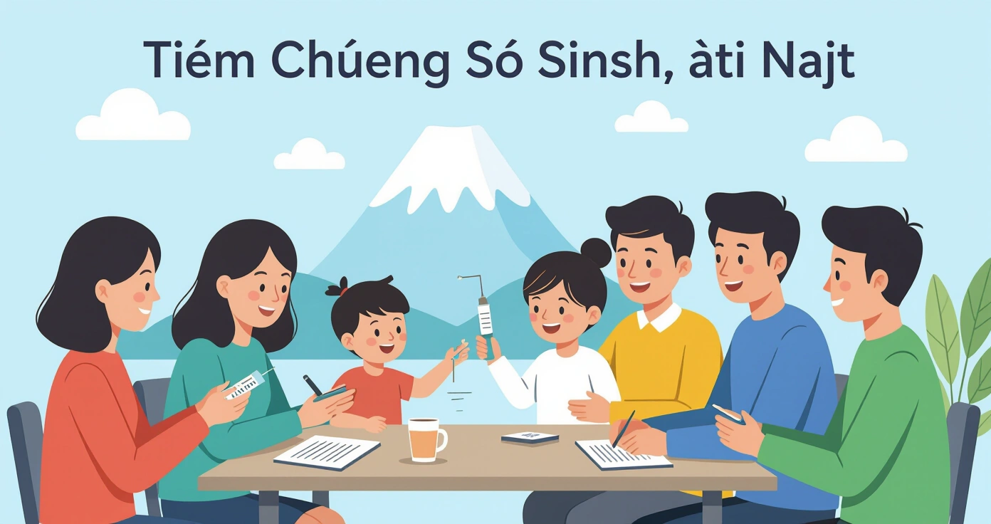 Cha mẹ đang chuẩn bị giấy tờ thẻ bảo hiểm và sổ tay sức khỏe mẹ con trước khi đưa trẻ đi tiêm chủng