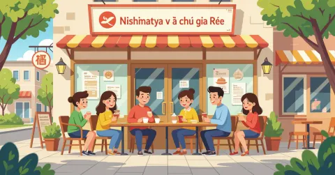 Gia đình đa văn hóa đang chọn đồ dùng trẻ em tại cửa hàng Nhật Bản hiện đại